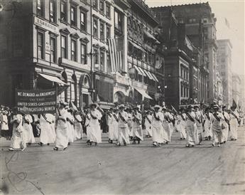 (SUFFRAGISTS) A group of 11 photographs associated with women demanding the right to vote and an amendment ensuring legal protection in